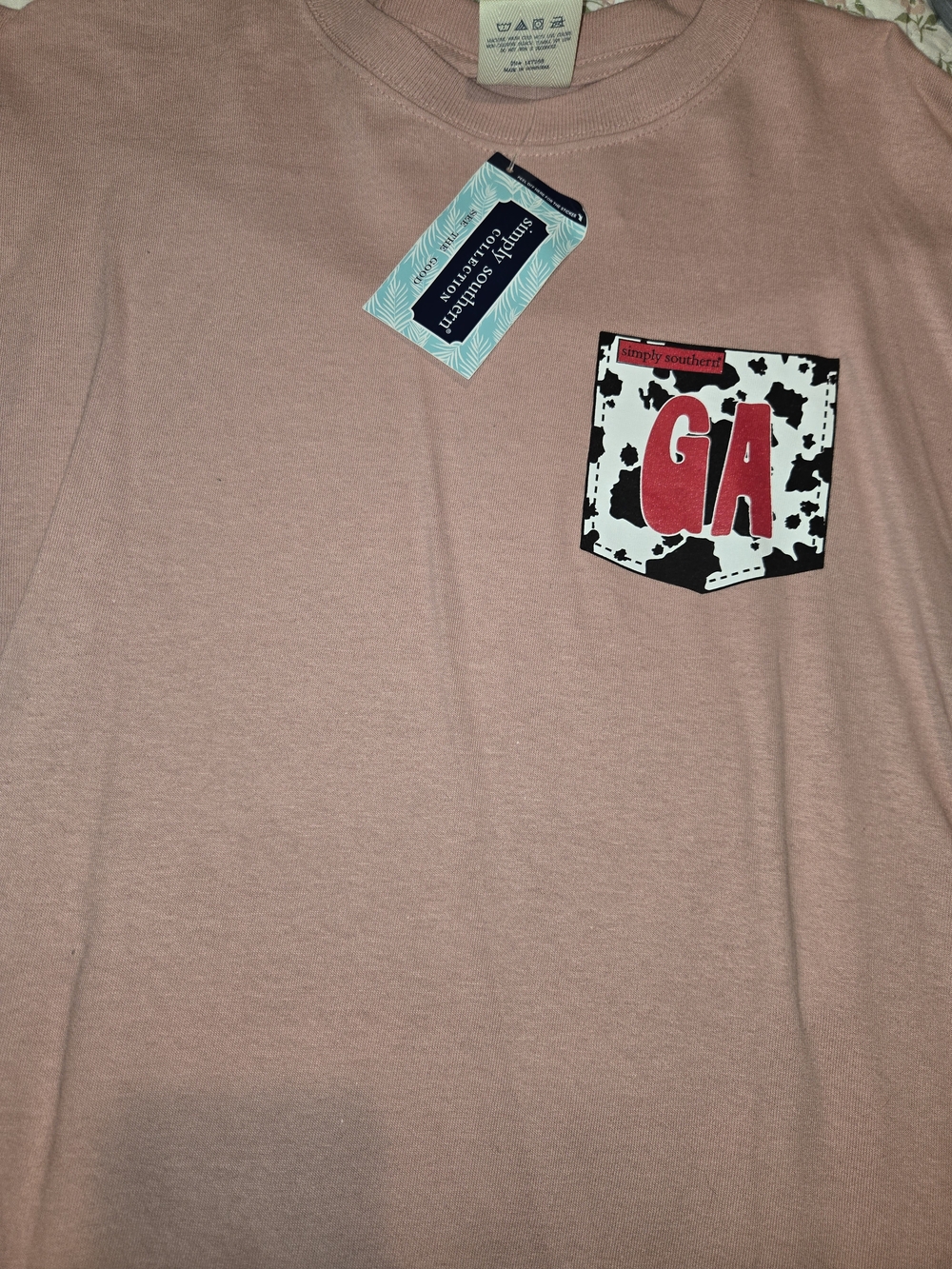 Simply Southern Pink Long Sleeve Tee with GA Logo